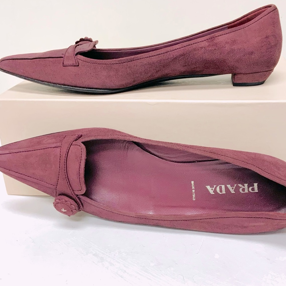 Prada purple suede pointed toe low heels 37.5